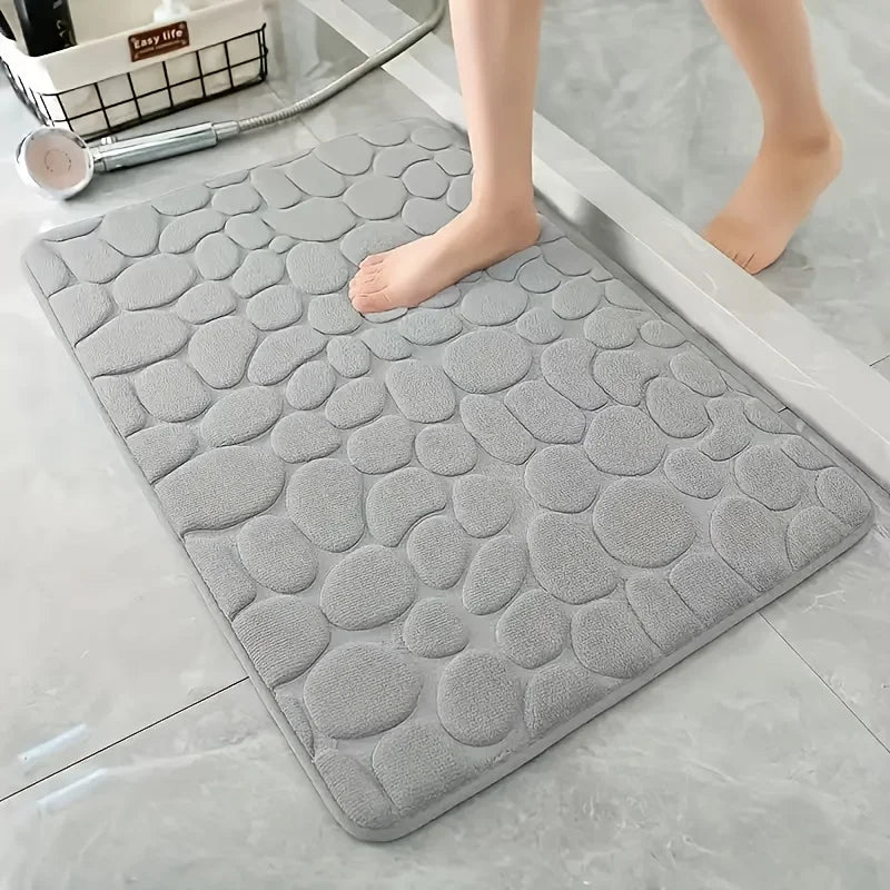 Easy And Stylish] Memory Foam Flannel Bath Mat Quick-Drying Non-Slip, Soft Comfortable, Machine Washable Stylish Home Bathroom Zpaxo