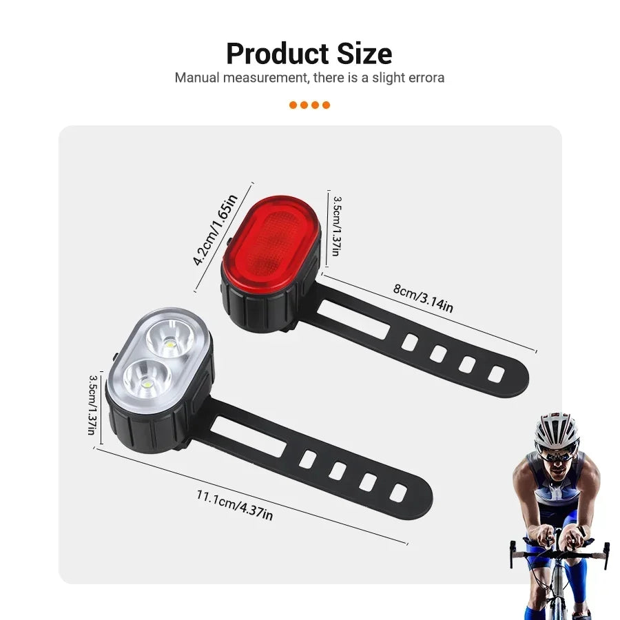 USB Rechargeable COB LED Bike Light Set – Front & Rear