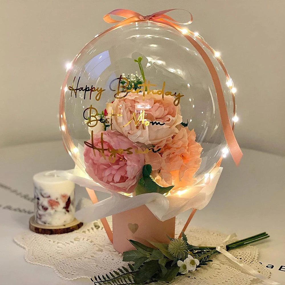 5 10 Large Wide Neck Transparent Bubble Bobo Balloons Flower Bouquet