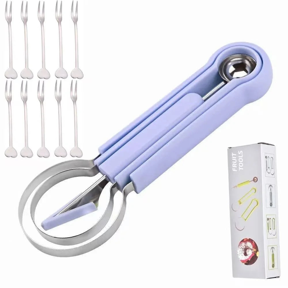 Three-in-one Fruit Slicer Suitable Slicing Scooping Carving Fruits It Zpaxo purple B