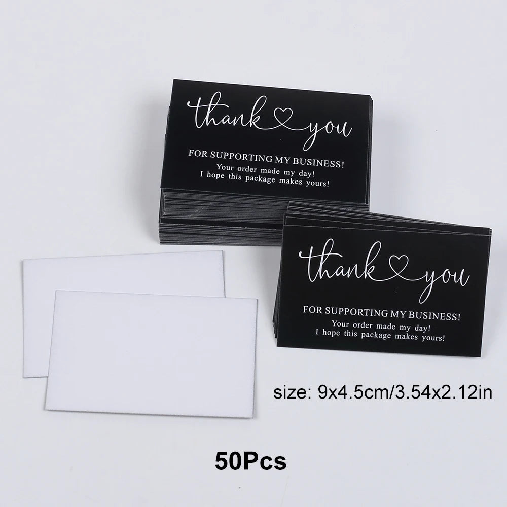 30/50Pcs Thank You Cards Thank You for Supporting My Business Cards Commercial Decoration Label Appreciate Cards Gift Packaging Zpaxo 50Pcs (white back)