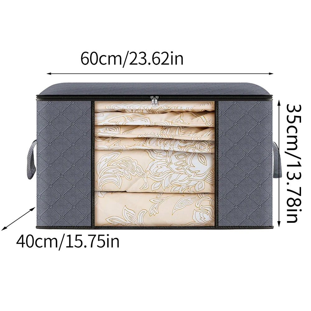 Large Capacity Clothes Storage Bag Foldable Blanket Storage Containers for Organizing Bedroom Closet Zpaxo Grey 1PC 60x45x35cm