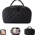 New Large Capacity Portable Makeup Bag, Makeup Brush Storage Bag, Leak-Proof High-end Travel Grooming Toiletry Organizer Bag Zpaxo Black