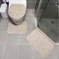 3PCS Solid Color Simple Bathroom Water-absorbing and Non-slip Floor Mat Stone Pattern, Comfortable and Soft, Three-piece Set Zpaxo Khaki color Three piece set