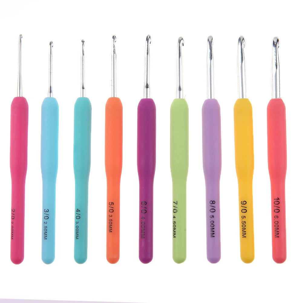 Colorful Crochet Hook Kits Soft Silicone Grip Knitting Needles