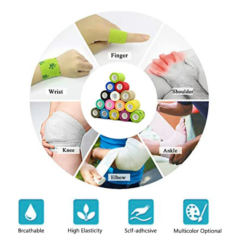 1 Roll Colorful Self-adhesive Elastic Bandage Wrist Elbow Knee Ankle
