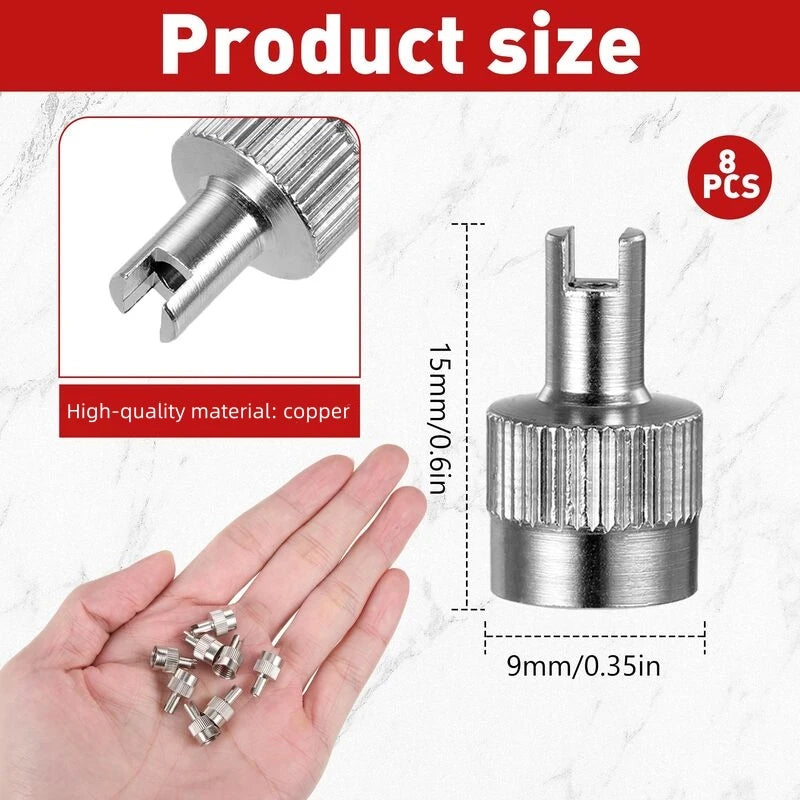 Metal Tire Valve Caps 8-Pack – Universal Dustproof Covers