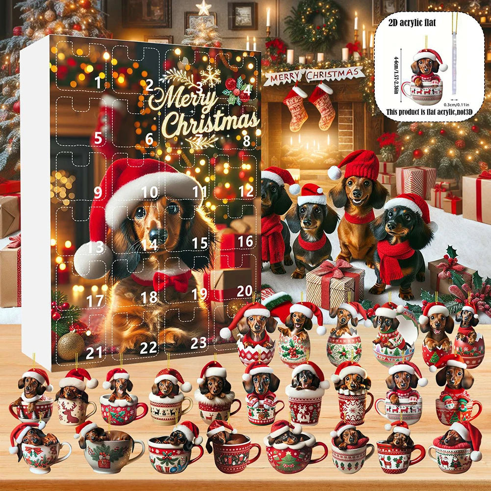 2025 Advent Calendar Dachshunds Christmas Vacation Cute Countdown