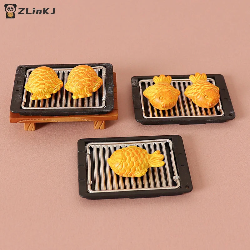 ▶1/12 Dollhouse Simulation Grilled Fish Barbecue Grill Dollhouse Miniature Kitchen Decorations Dolls House Food Accessories Zpaxo