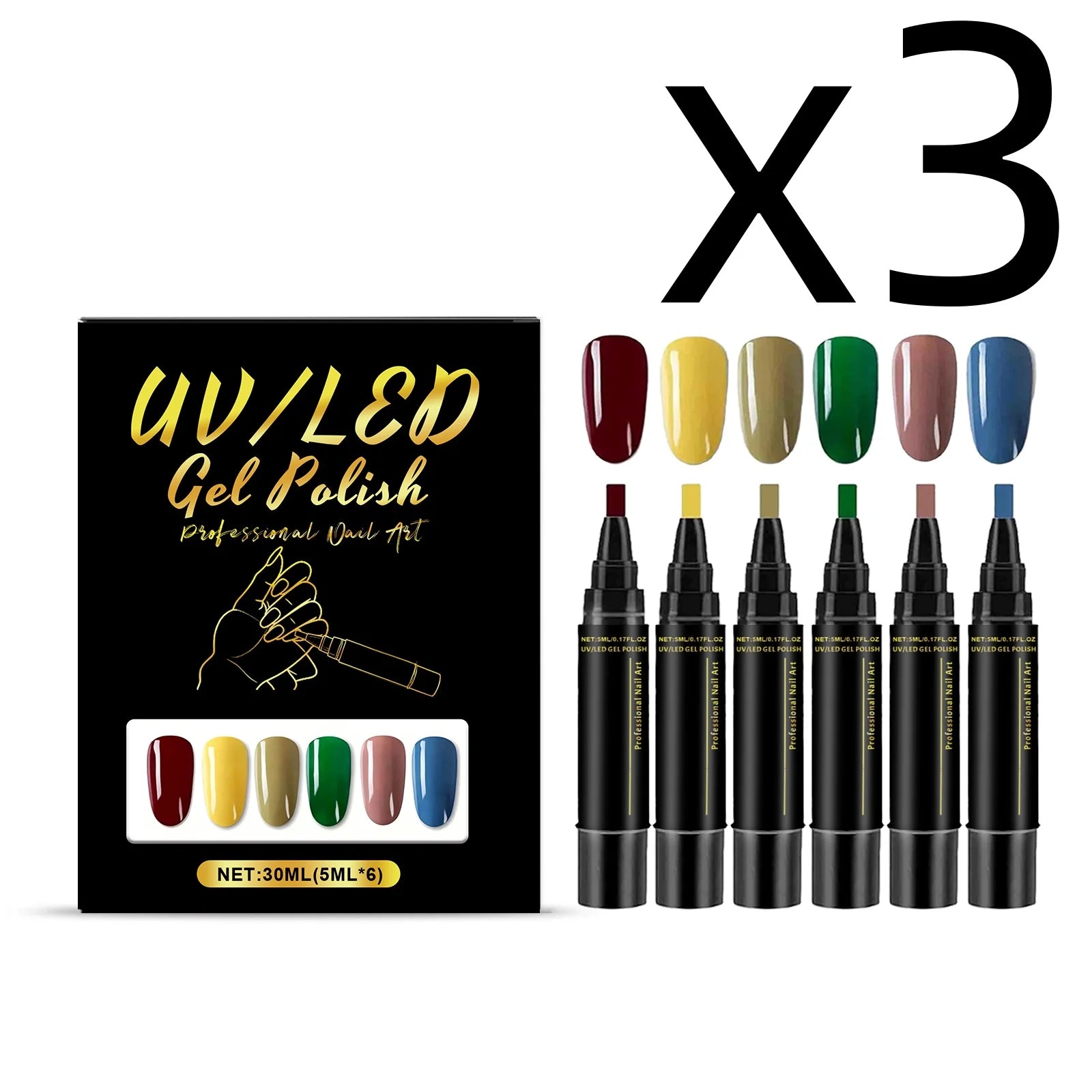 6-Color Nail Polish Pen Set – Quick Dry DIY Nail Art Pens Nail Art Pen Set Zpaxo 6pcs Boxed X 3PCS