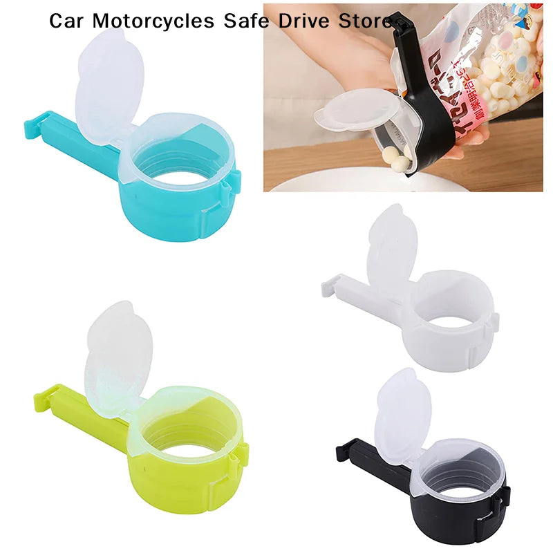 CM4Pcs Food Bag Clips Pour Spout Durable Plastic Sealing Snacks