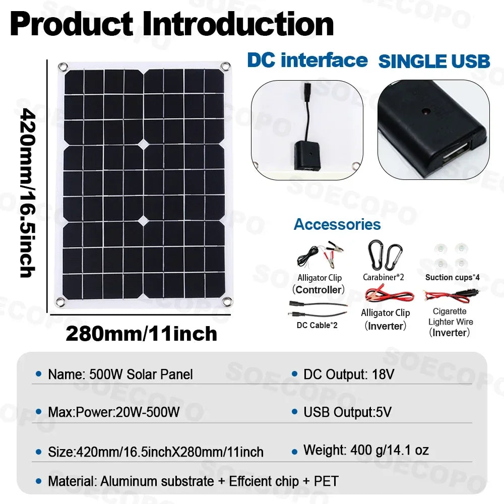 6000W Solar System Complete 12V 110V 220V 100A Controller 500W Panel