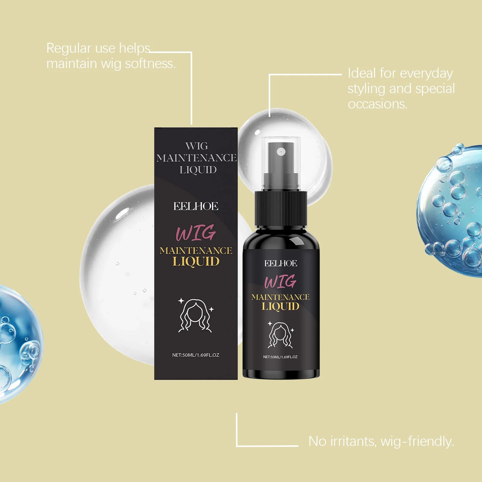 Eelhoe Coconut Wig Volumizing Spray – Frizz Control 50ml Wig Styling Spray Zpaxo