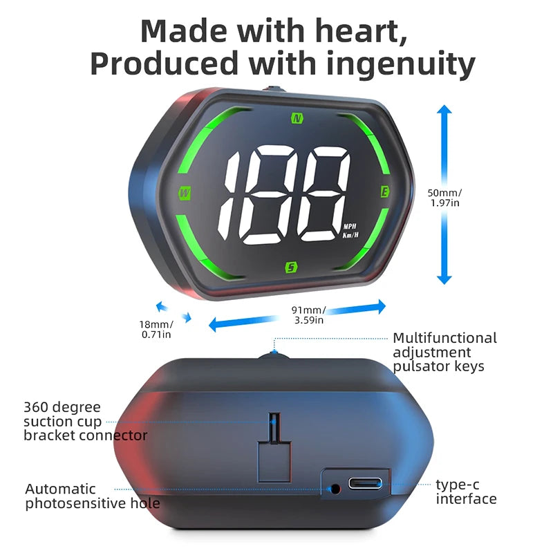 USB GPS HUD Speedometer KMH MPH Head-Up Display for Car & Truck