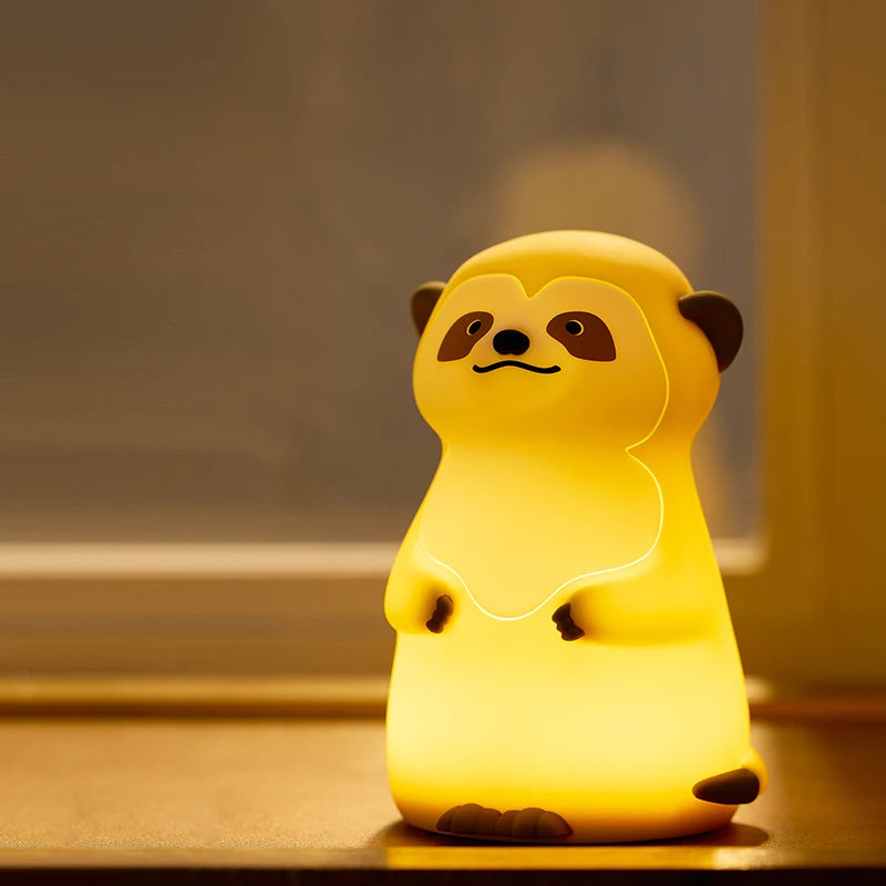 Cute Rabbit Night Light Novelty LED Squishy Animal Night Lamp 3 Brightness Level Dimmable Rechargeable Touch Lamp Zpaxo Meerkat Night Light