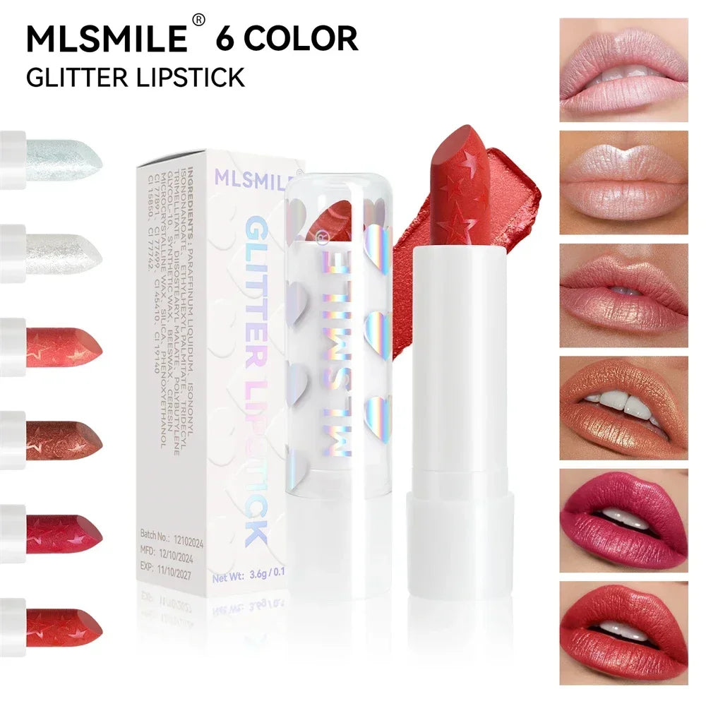 Diamond Pearlescent Lipstick Waterproof Long Lasting Non-stick Cup Matte Velvet Shiny Lipsticks Red Sexy Lips Makeup Cosmetics Zpaxo