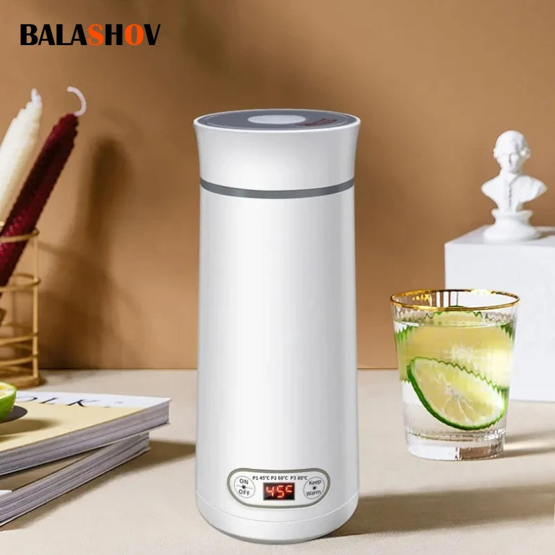 Portable Electric Kettle travel Kettle Stainless Steel Mini Electric Water Bottle Cup For Boil Hot Water Baby Milk Powder Zpaxo