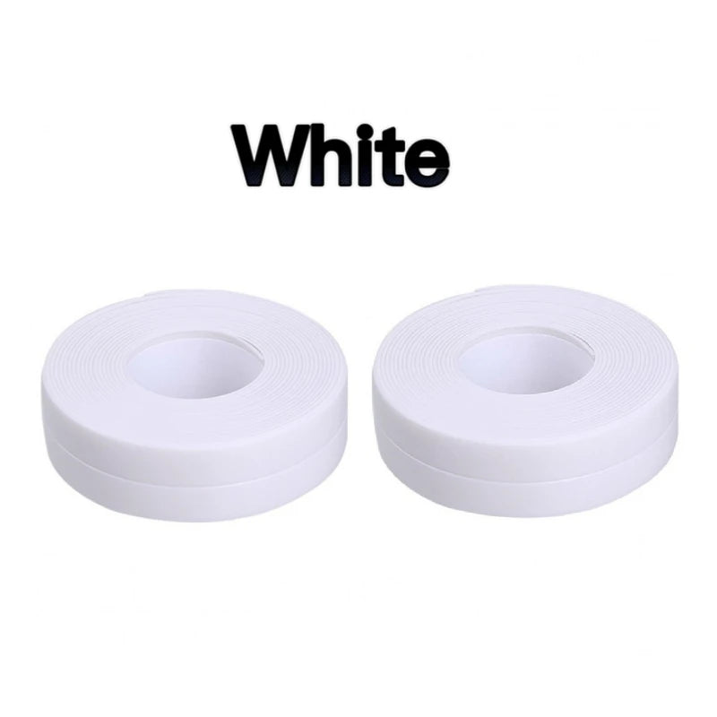PVC Waterproof Sealing Tape Bathroom Toilet Caulk Tapes Kitchen Sink Countertop Mildew Fouling Proof Sealer Self Adhesive Strip Zpaxo 2PCS-white 3.2m 3.8cm