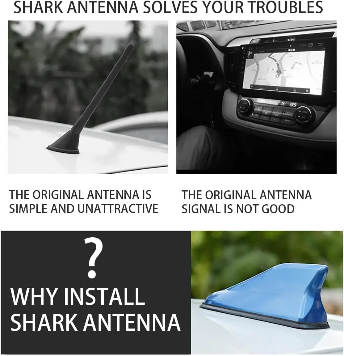 Shark Fin Antenna Cover – Carbon Fiber Look, Universal Fit