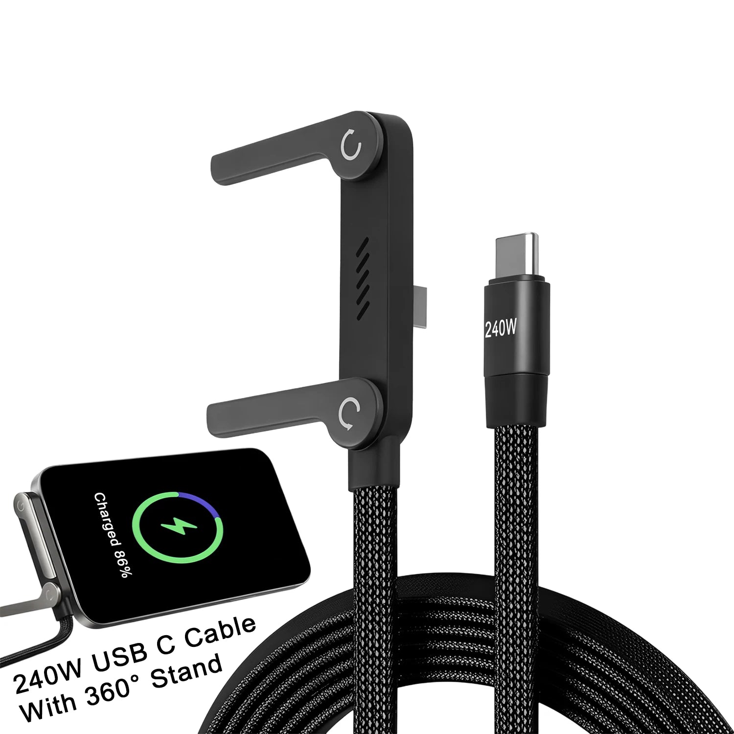 1 240W Fast Charging Foldable Holder Charger Cable Phone Stand Type-c