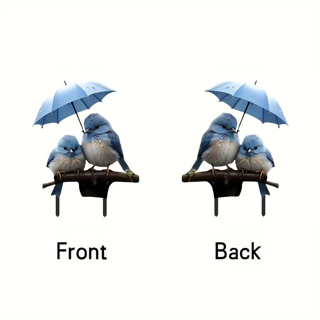Garden Stakes Decorative 2D Acrylic Flat Ground Insert Blue Bird