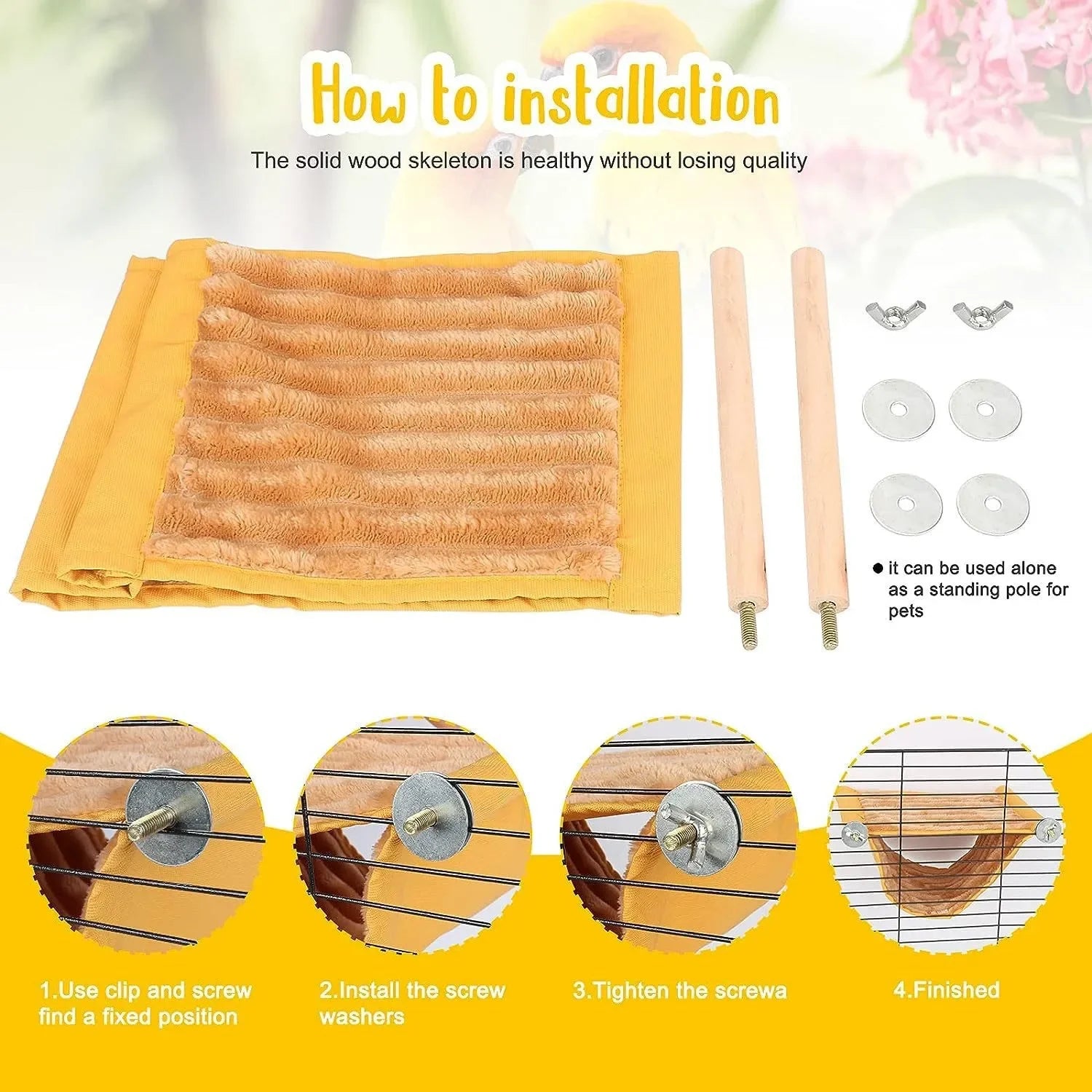 Removable Washable Pet Hanging Hammock Warm Nest Bed Bird Cage Perch