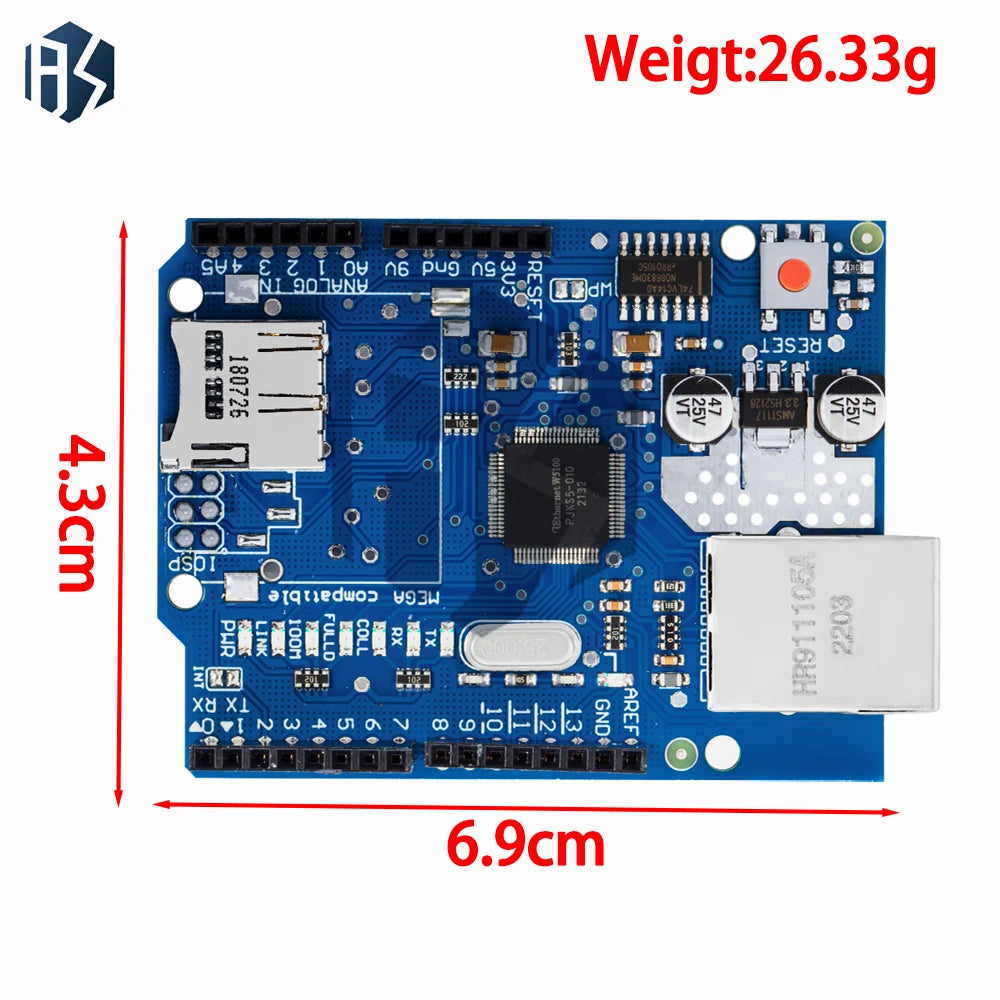 W5100 Ethernet Shield R3 Compatible with for Arduino UN-O, Mega 2560, 1280, and 328 –Development Board for Network Connectivity Zpaxo