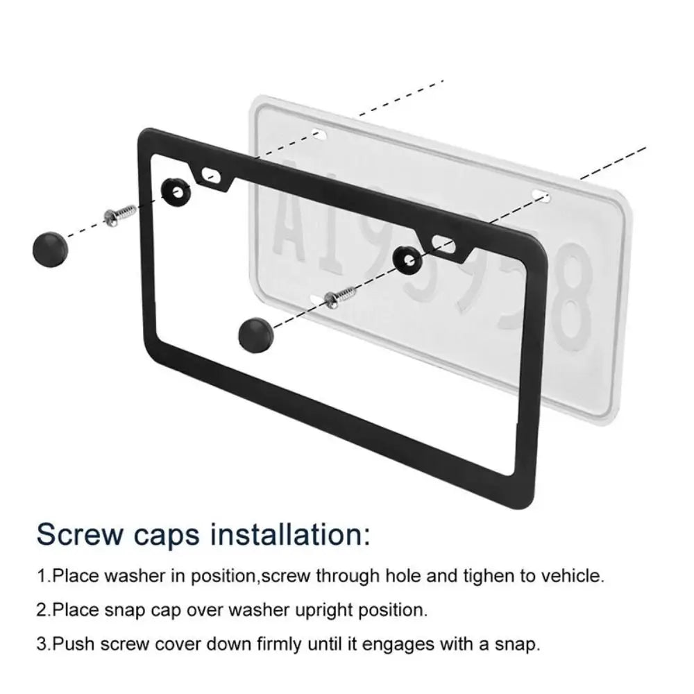 2 Hole Car License Plate Frame Rustproof Black Cover Screw Caps Truck Zpaxo