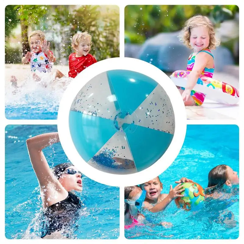 Beach Balls Pool Glitters Inflatable Clear Ball PVC Reusable Toys Fun Zpaxo