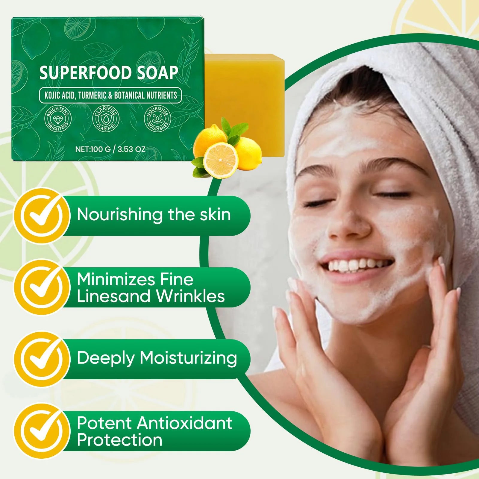 Hoygi Turmeric Soap Bar – Brightening Face & Body Cleanser Brightening Soap Bar Zpaxo