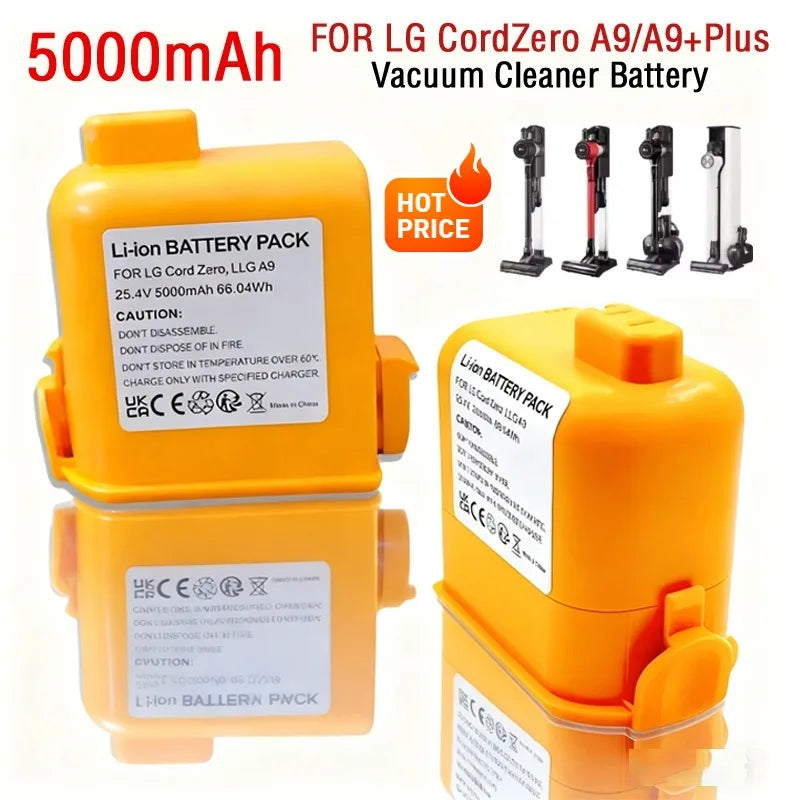 5000mAh CordZero Battery for A9/P9/A9S Cordless Vacuum Cleaner Battery for EAC63382201/04 LG CordZero A9 Battery Replacement Zpaxo