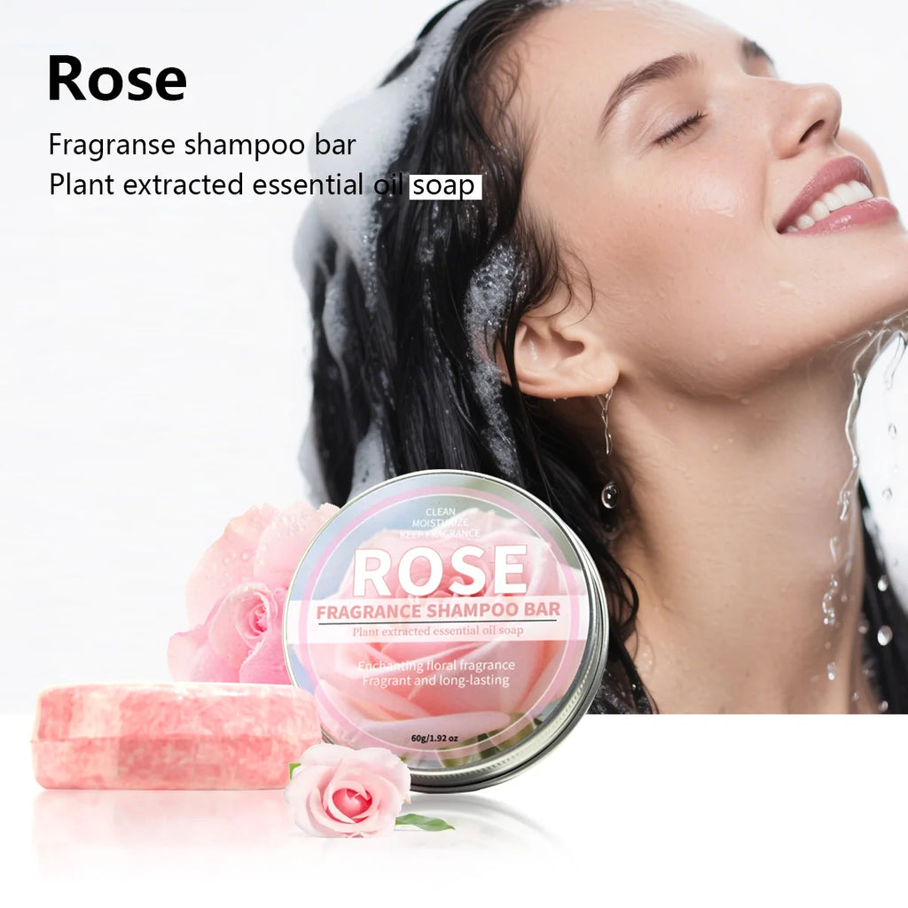 Pink Rose Essential Oil Shampoo Bar – Hair & Hand Soap Shampoo Bar Soap Zpaxo 60g