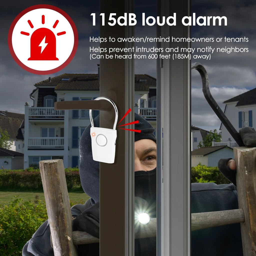 Smart Door Handle Alarm 110dB Door Security Alarm with Adjustable Settings Portable Window Alarm Ultra-Slim Detector for Travel Zpaxo