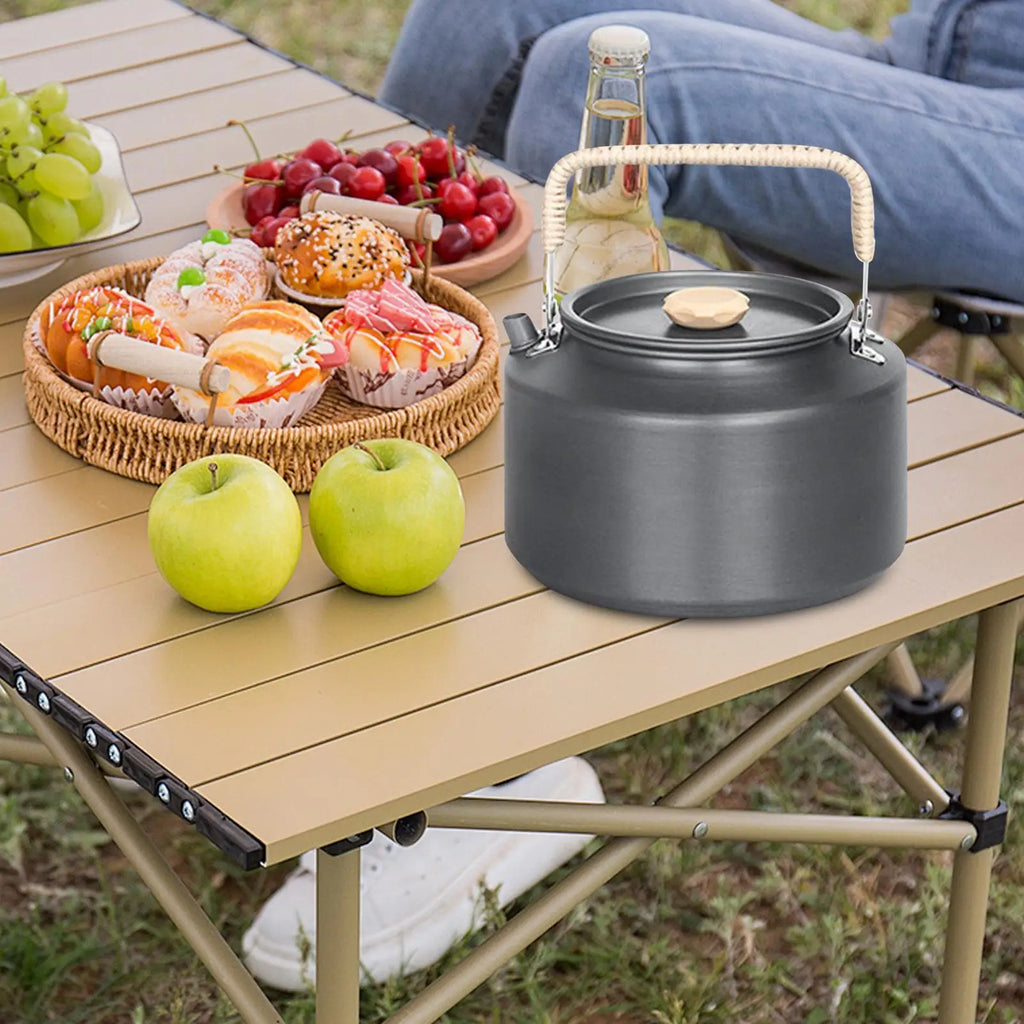 Portable Camping Kettle Ergonomic Metal Lightweight Tea Pot Silicone