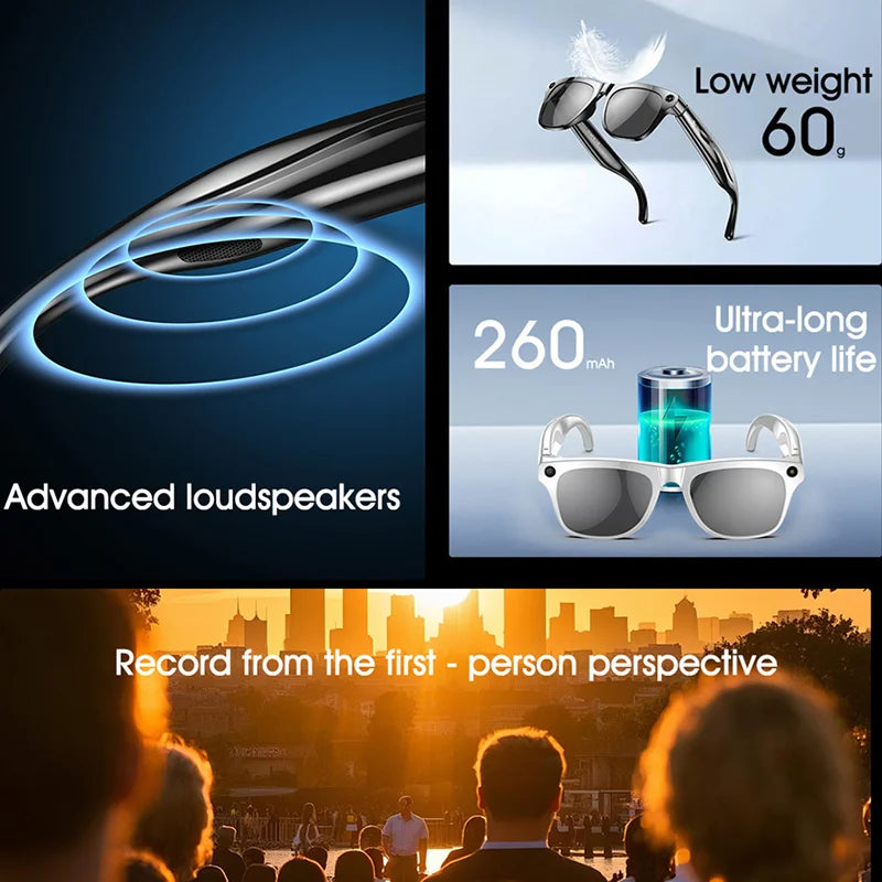 4K HD Color Changing AI Smart Glasses Chat GPT 100MP Camera Bluetooth Call Voice Assistant Control Smart Glasses 2026 New Zpaxo