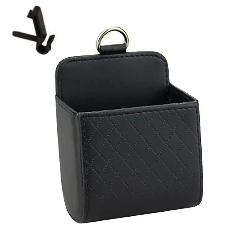 Car Air Vent Organizer Bag – Leather Dashboard Storage Box Car Vent Organizer Zpaxo Black