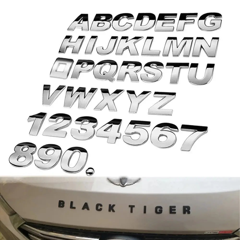 Car Styling Waterproof DIY Metallic Badge 3D Sticker Metal Alphabet Zpaxo