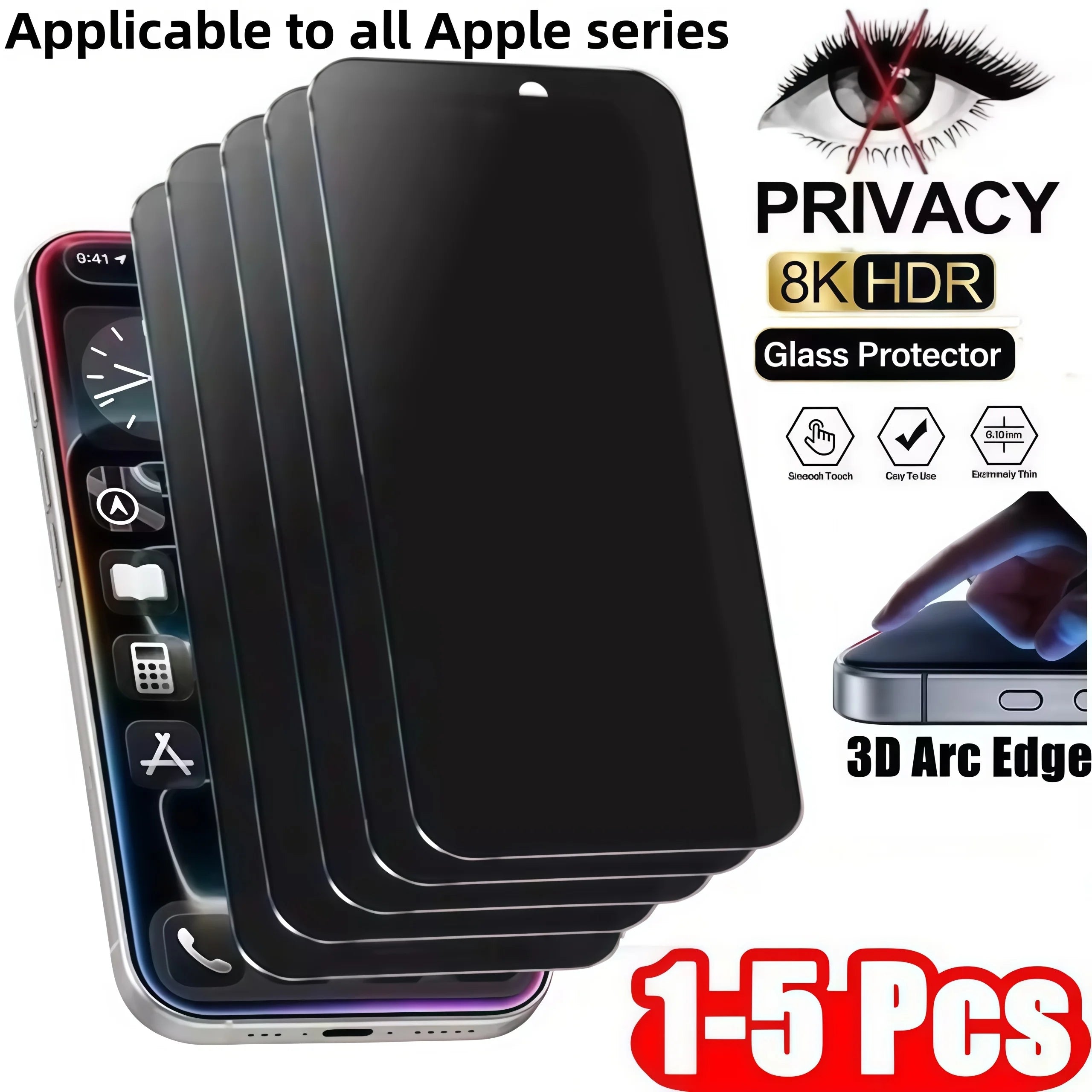 1- Full Cover Anti-spy Tempered Glass Private Screen Protector Iphone