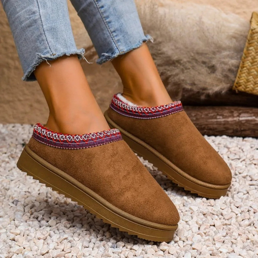 Women's Snow Boots Casual Slip-on Wool Warm Home Luxury Elegant
