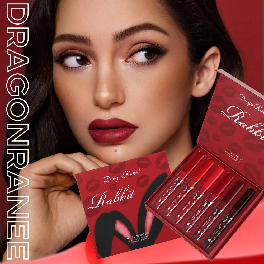 6-Piece Lip Gloss Set, Velvet Matte Lip Gloss, Waterproof and Sweat-Proof Lipstick, Non-Stick Cup Matte Lipstick, Holiday Gift Set Zpaxo