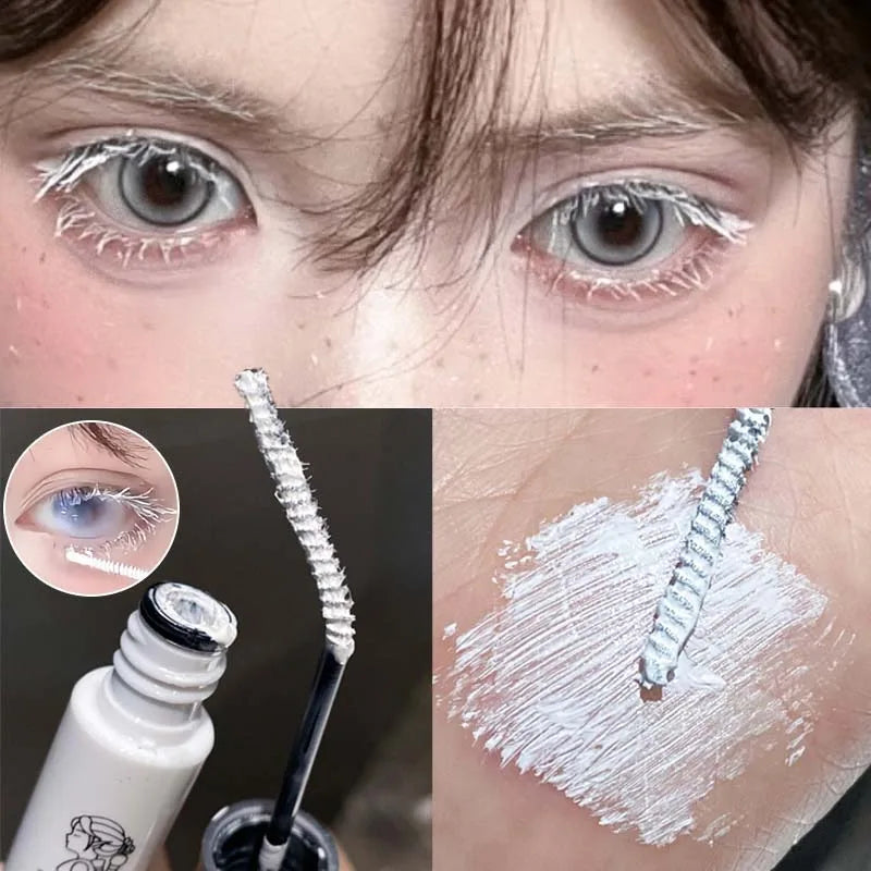 White Mascara Waterproof Long-wearing Fast Drying Curling Volume Eyelashes Extension Eyebrow Dye Tint Christmas Stage Makeup COS Zpaxo