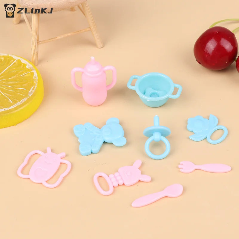 ▶9Pcs Mini Doll Pacifier Baby Tableware Set Play House Supplies Dummy Nipples For Dolls Kids Toy Baby Pacifier Accessories Zpaxo