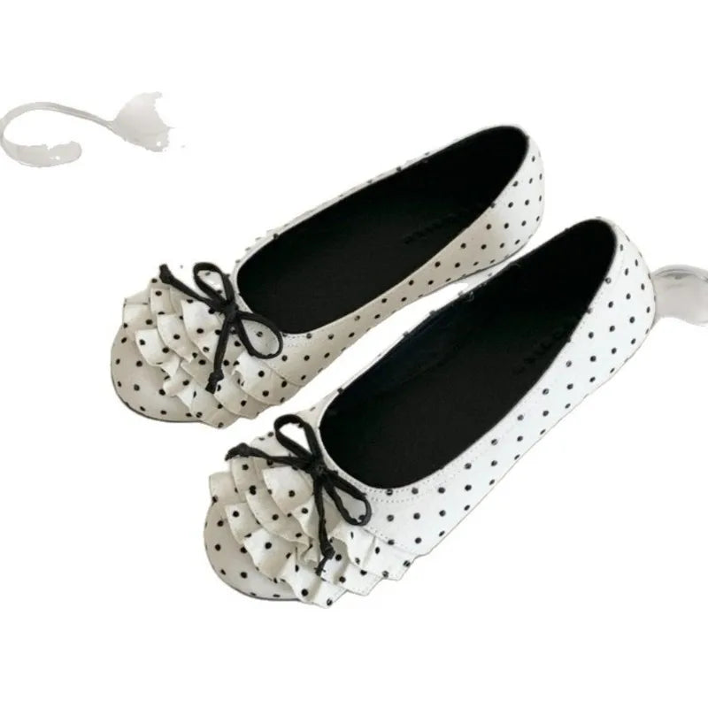 Polka Dot Mary Jane Shoes Women Sweet Ruffle Internal Elevation