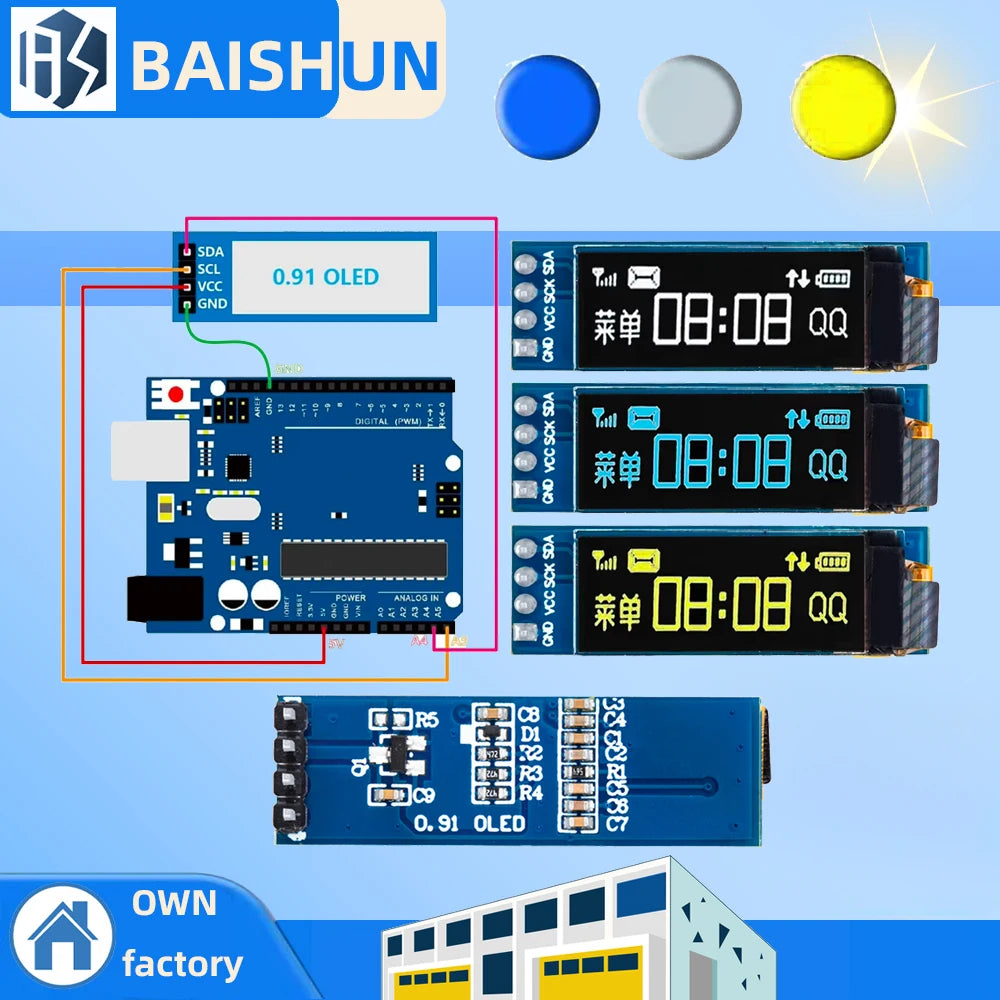 1PCS 0.91 inch OLED module 0.91" white blue OLED 128X32 OLED LCD LED Display module 0.91" IIC Communicate Zpaxo