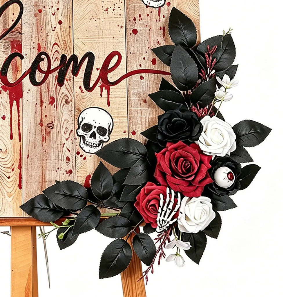 Halloween Fake Flowers Party Garland Skeleton Eyeballs Realistic