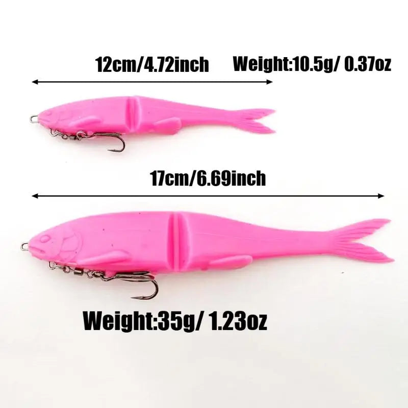 12 Soft Bass Fishing Wobblers Double-section T-tail Lure Maritime Boat Zpaxo