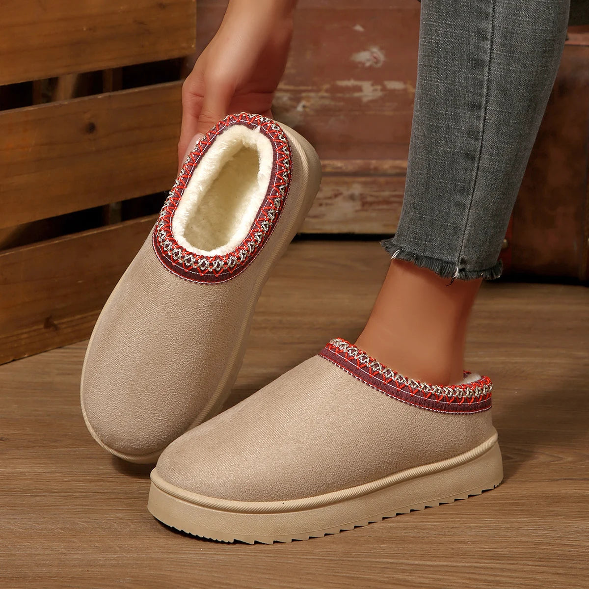Winter Women Slippers 2025 Home Elegant Large Size Slides Women House Fashion Plush Shoes Ladies Platform Fluffy Slippers Women Zpaxo GRAY 42