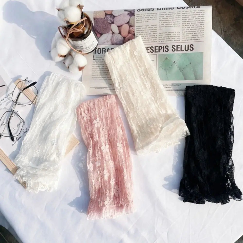 Women Fingerless Ultra Thin Lace Mesh Sunscreen Sleeves Arm Cover Arm Sleeves Driving Gloves Zpaxo