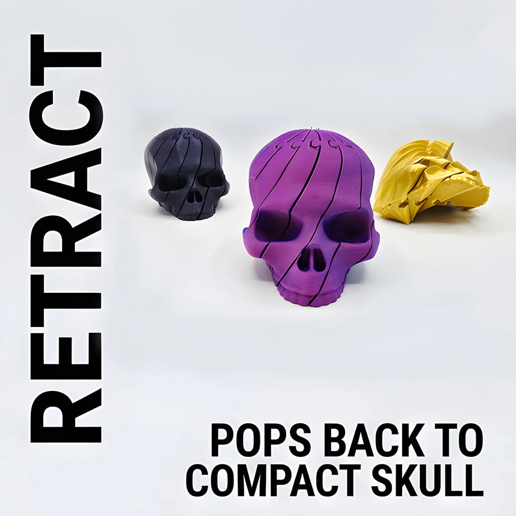 3D Printed Articulated Skull Fidget Toy Flexible Extendable Skeleton