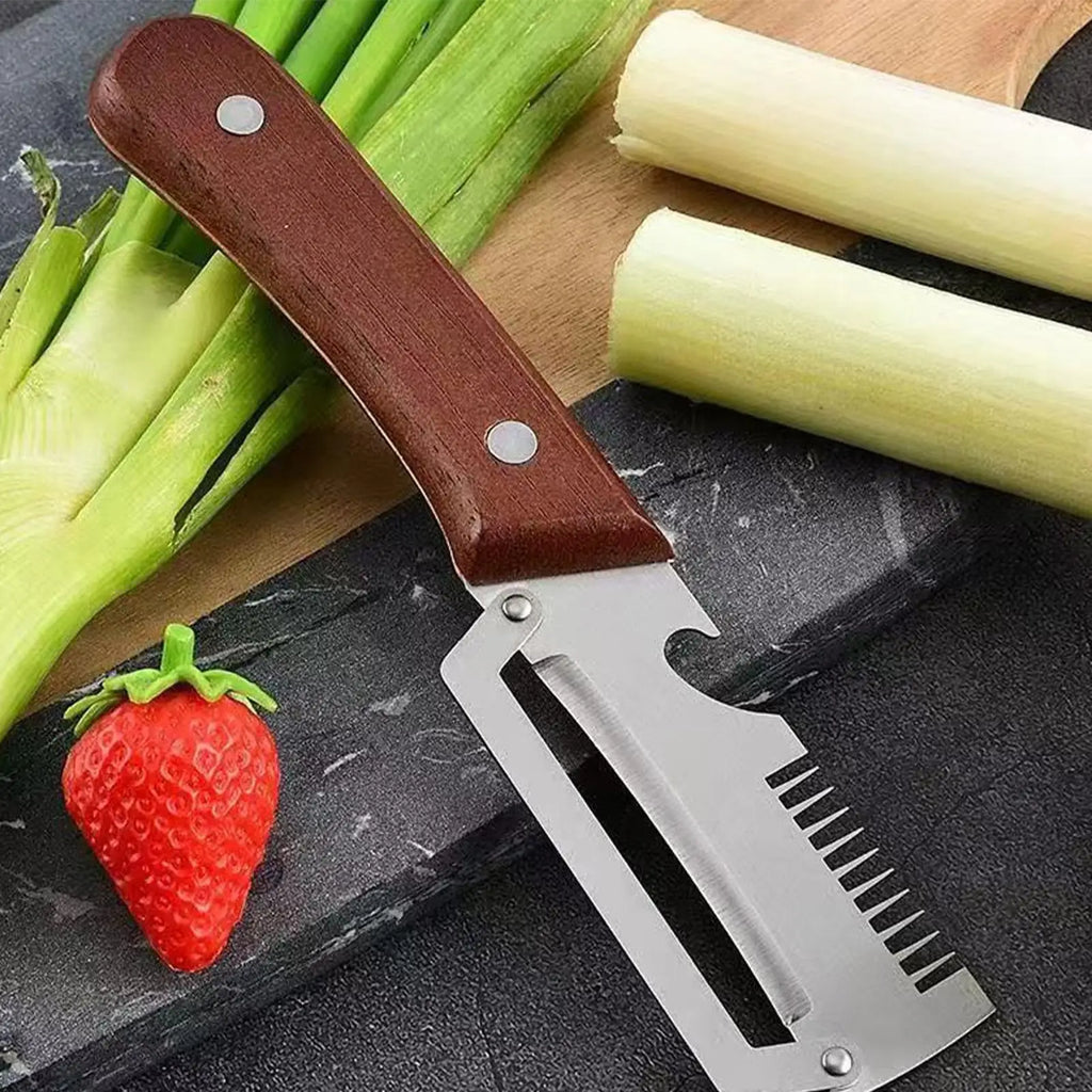 3in1 Vegetable Peeler Stainless Steel Wooden Handle Bottle Opener